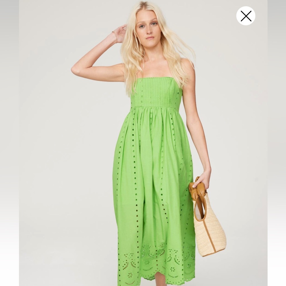 Slate & Willow Lime Green Eyelet Midi Dress